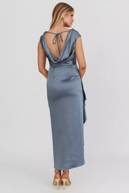 Gorgeous leg slits with a full sense of drape, unlined invisible side zipper Prom Dresses