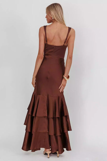 Gorgeous lining, layered ruffle hem, mermaid hem, silhouette with side zipper Prom Dresses