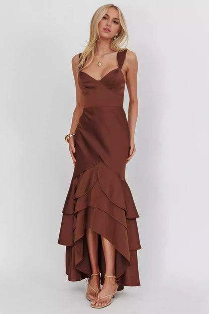 Gorgeous lining, layered ruffle hem, mermaid hem, silhouette with side zipper Prom Dresses
