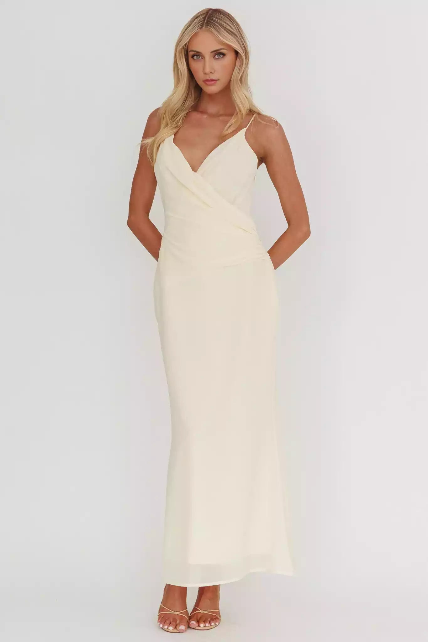 Gorgeous lining, sloping collar, adjustable shoulder straps, waist pleats, side zippers Prom Dresses