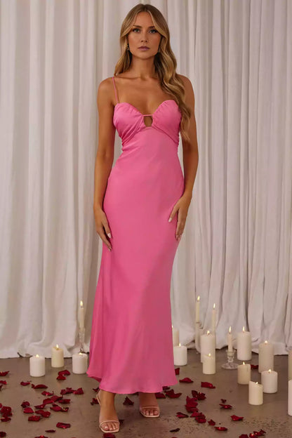 Gorgeous pleated satin with adjustable shoulder straps and back zipper for stunning styling Prom Dresses