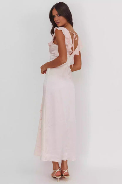 Gorgeous ruffled edges with unlined back and zipper for stunning styling Prom Dresses