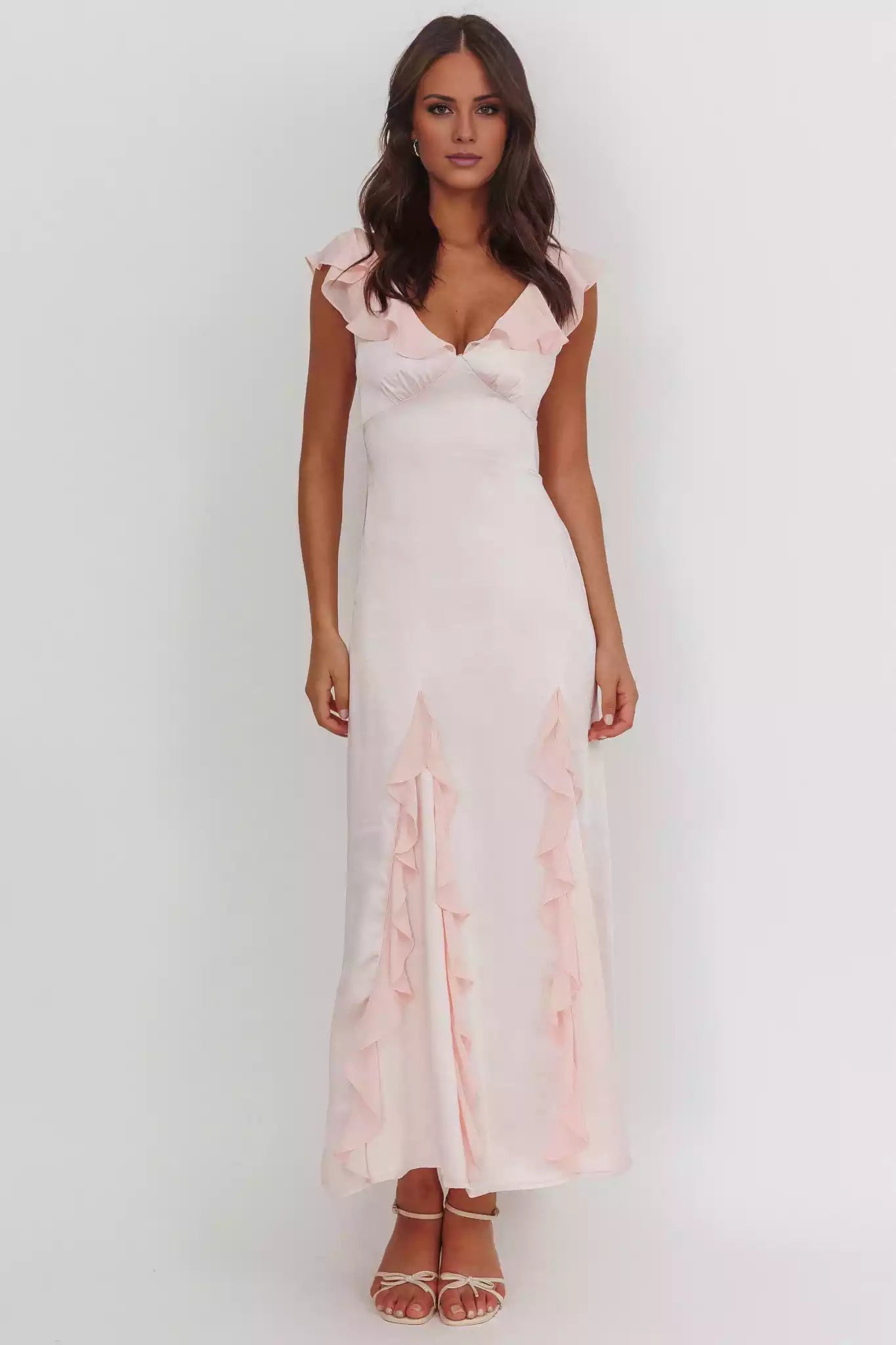 Gorgeous ruffled edges with unlined back and zipper for stunning styling Prom Dresses