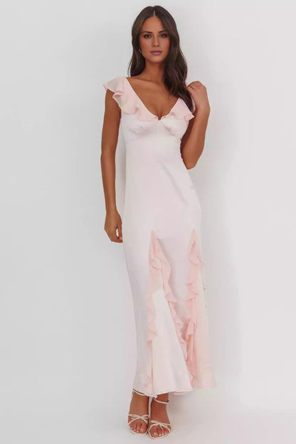 Gorgeous ruffled edges with unlined back and zipper for stunning styling Prom Dresses