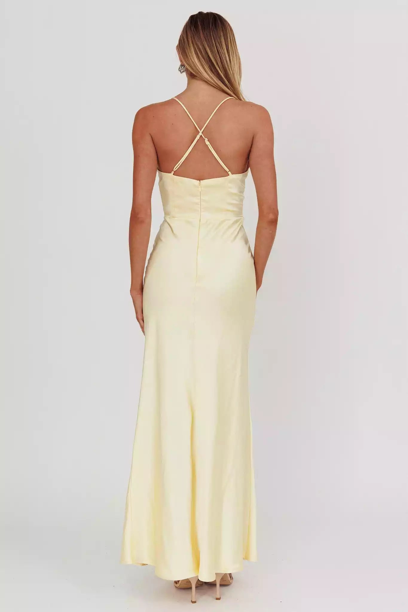 Gorgeous satin lace edge unlined adjustable cross shoulder straps with back zipper Prom Dresses