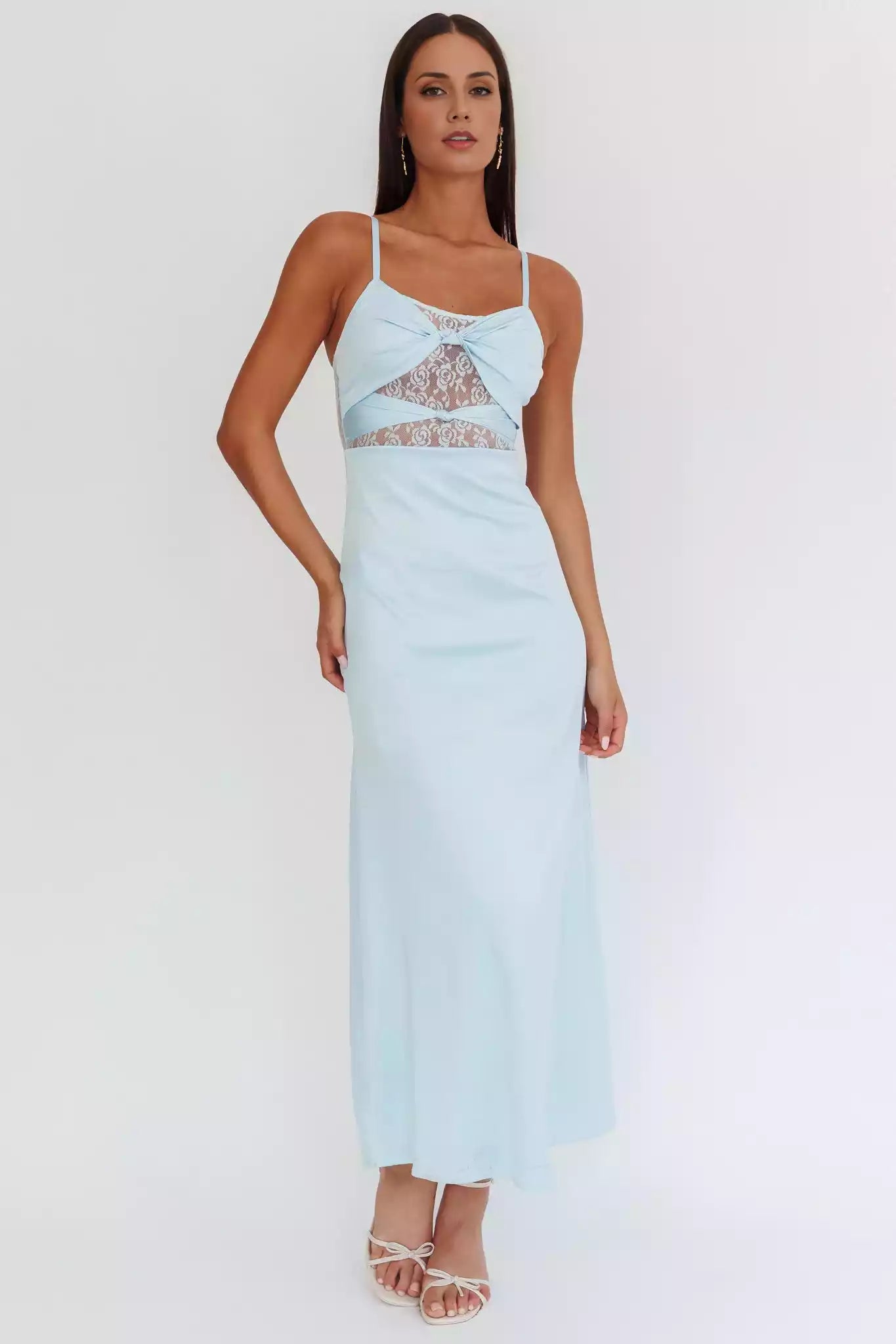 Gorgeous unlined twisted detail lace corset with adjustable shoulder straps and back zipper Prom Dresses