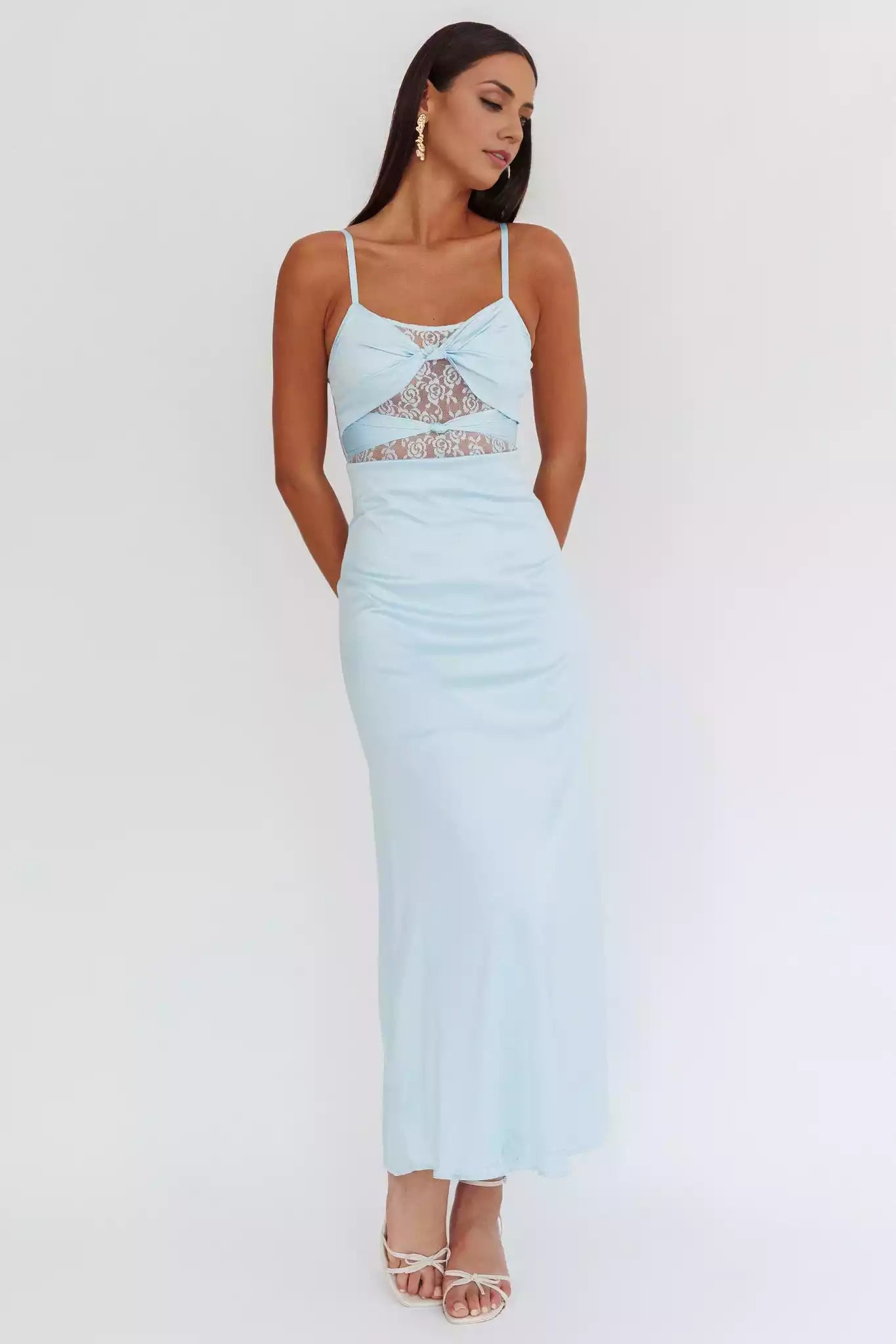 Gorgeous unlined twisted detail lace corset with adjustable shoulder straps and back zipper Prom Dresses