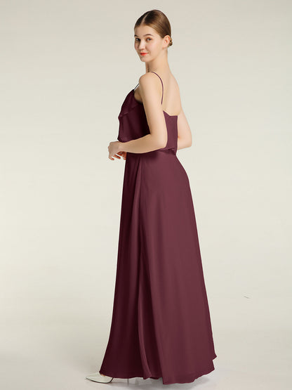 Spaghetti Straps Simple Bridesmaid Dresses-Cabernet