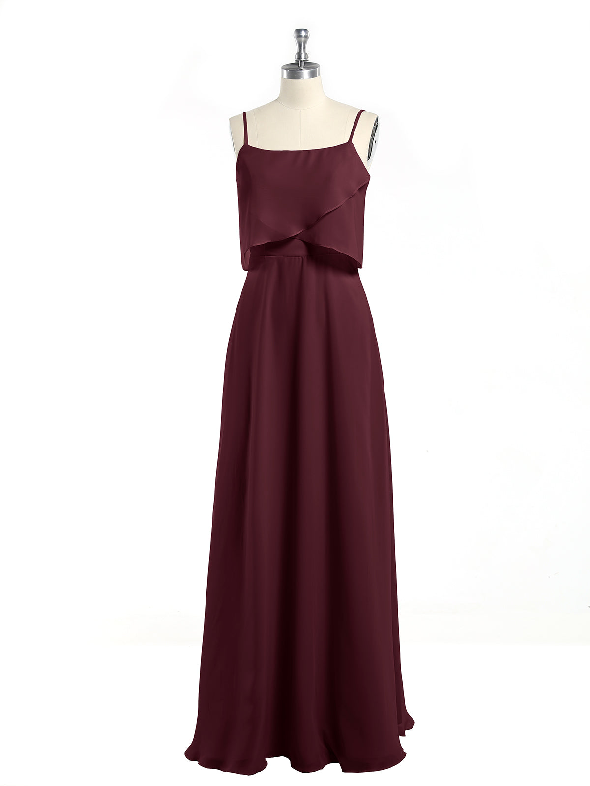 Spaghetti Straps Simple Bridesmaid Dresses-Cabernet