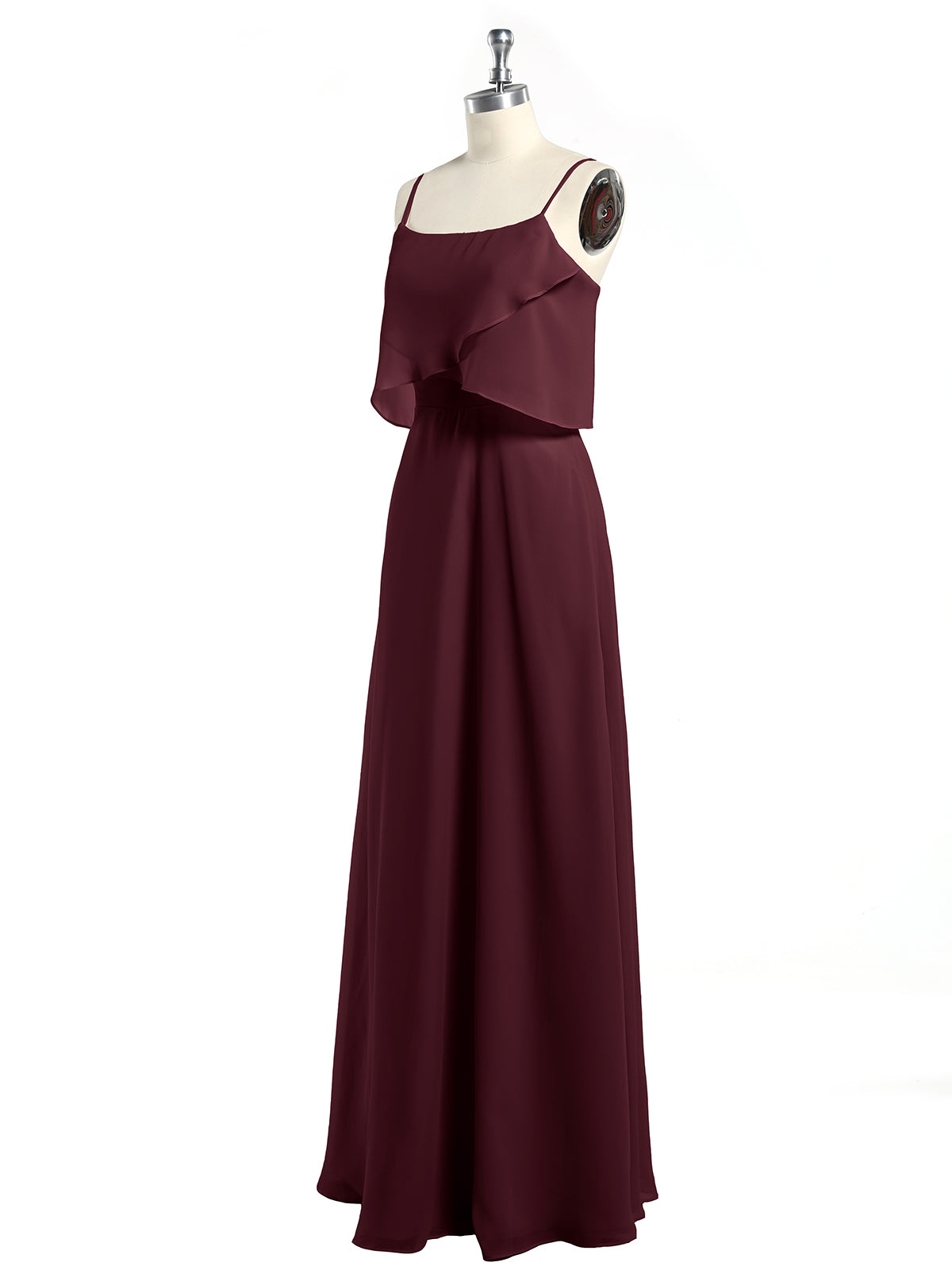 Spaghetti Straps Simple Bridesmaid Dresses-Cabernet