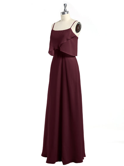Spaghetti Straps Simple Bridesmaid Dresses-Cabernet