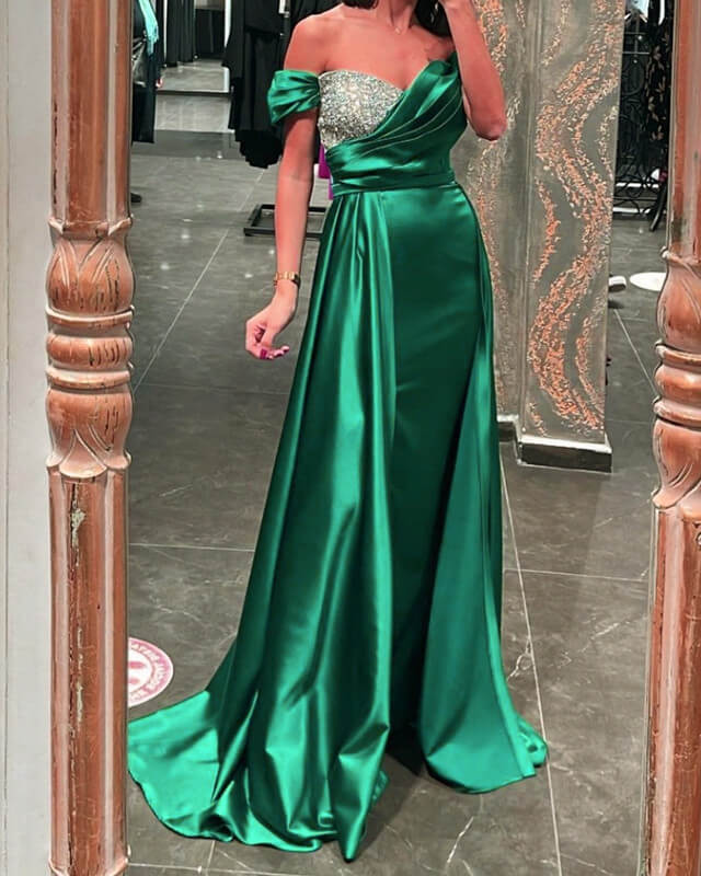 Mermaid Off The Shoulder Dress With Beads