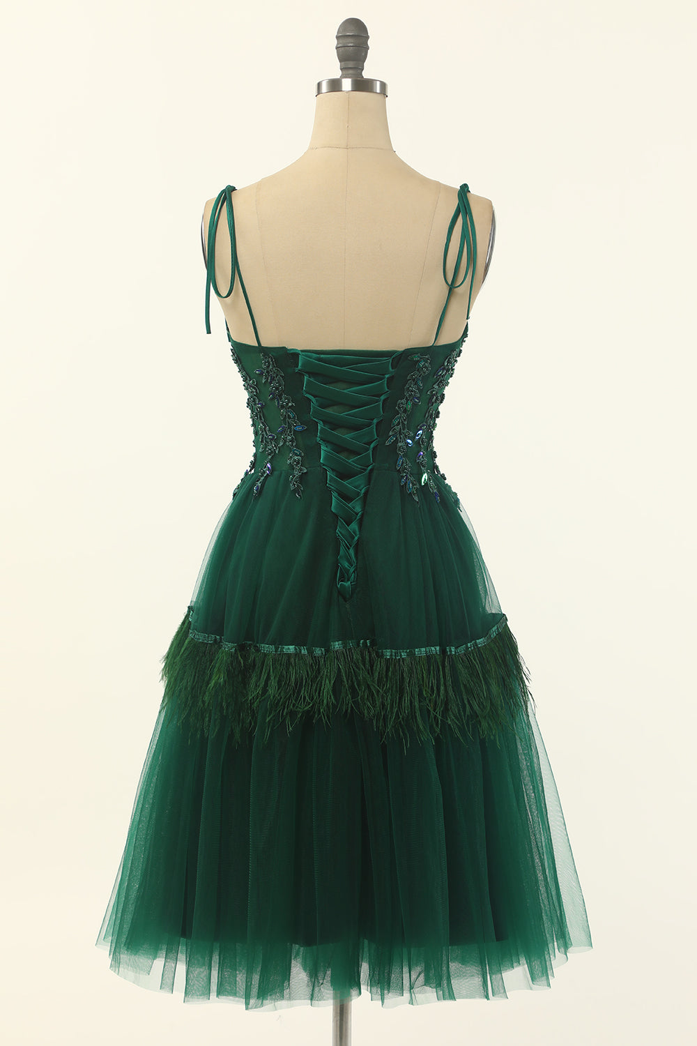 Green Sweetheart Tie-Strap A-Line Short Homecoming Dress