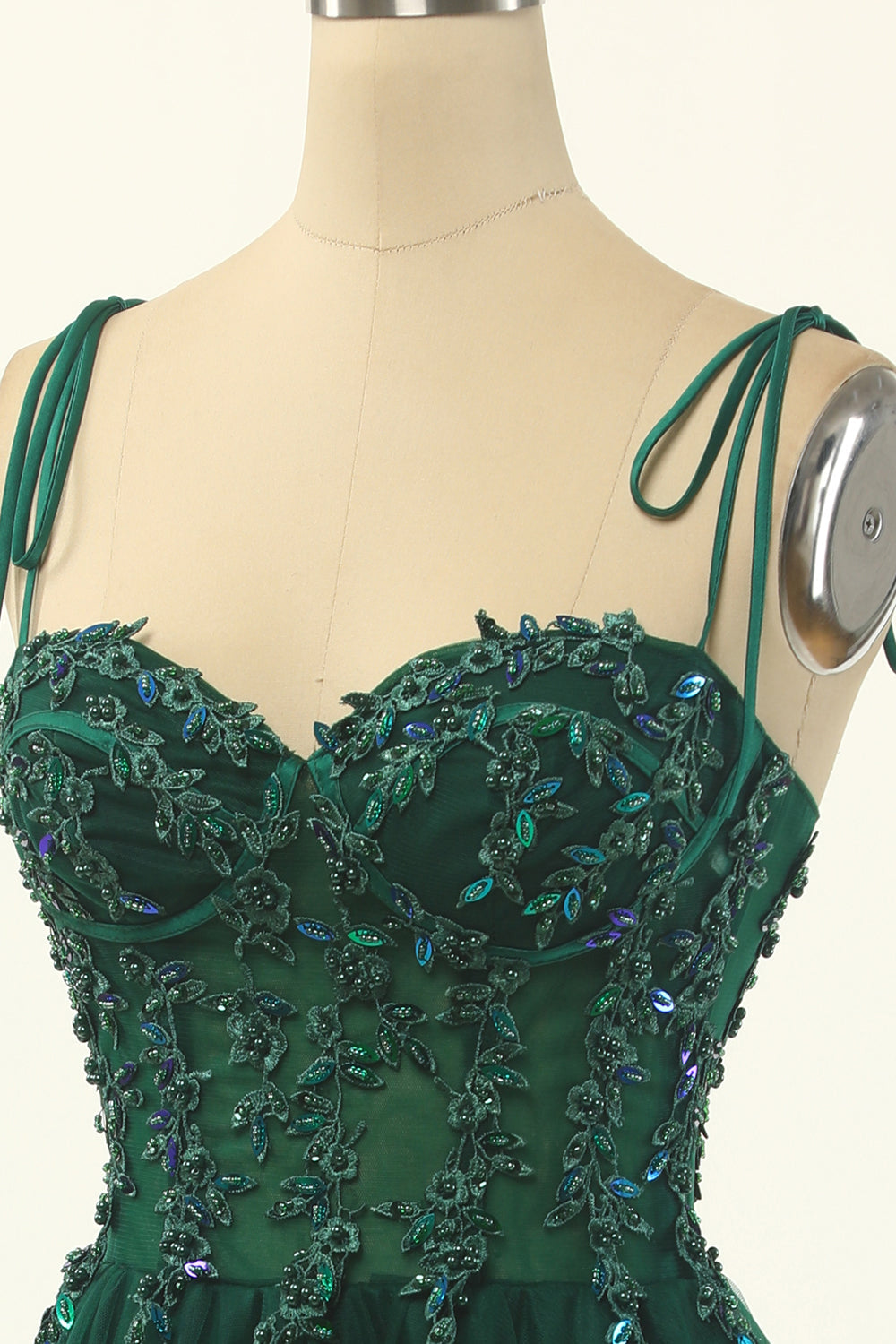 Green Sweetheart Tie-Strap A-Line Short Homecoming Dress
