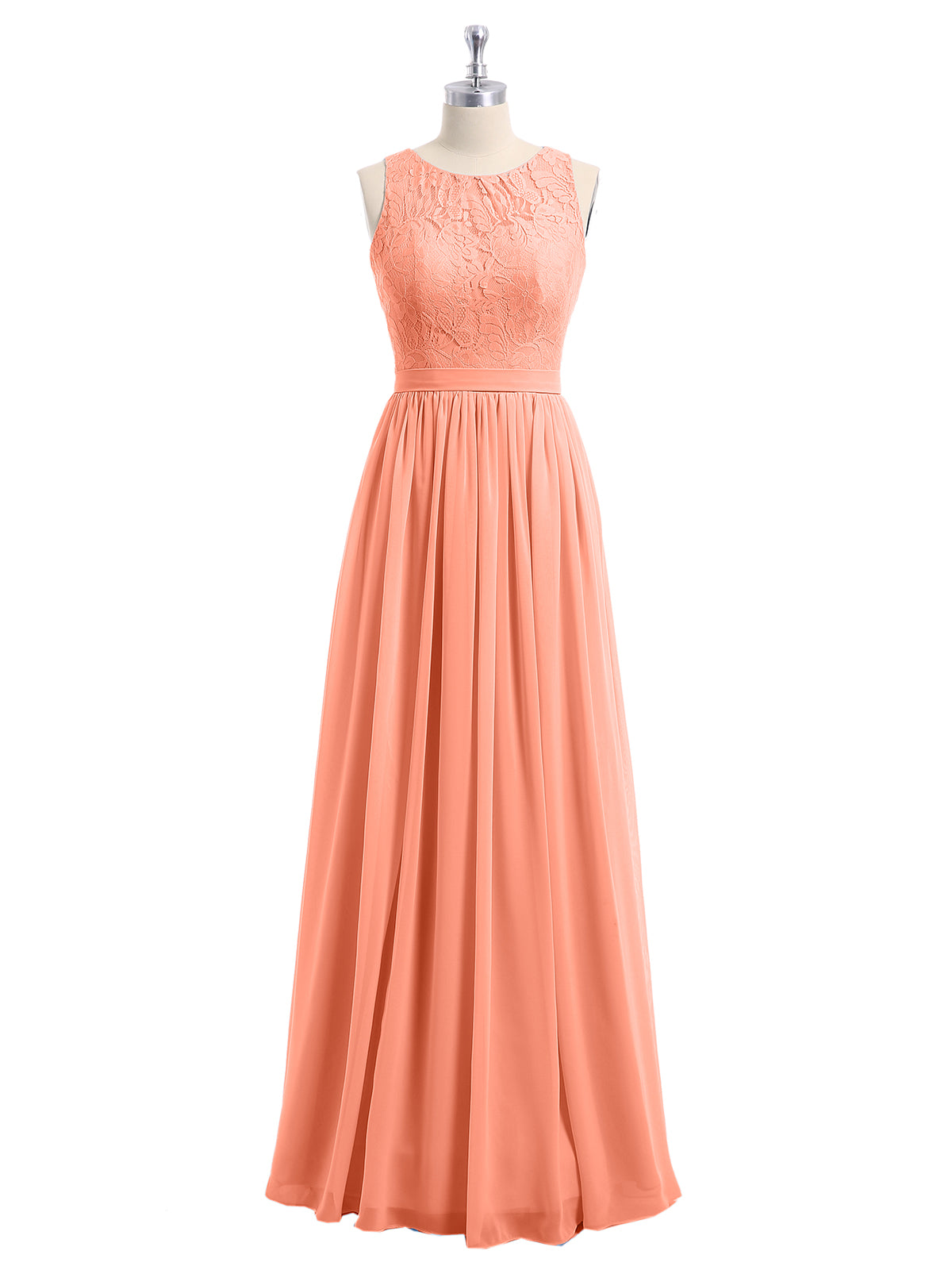 Lace And Chiffon Long Gown of Bridesmaids-Sunset