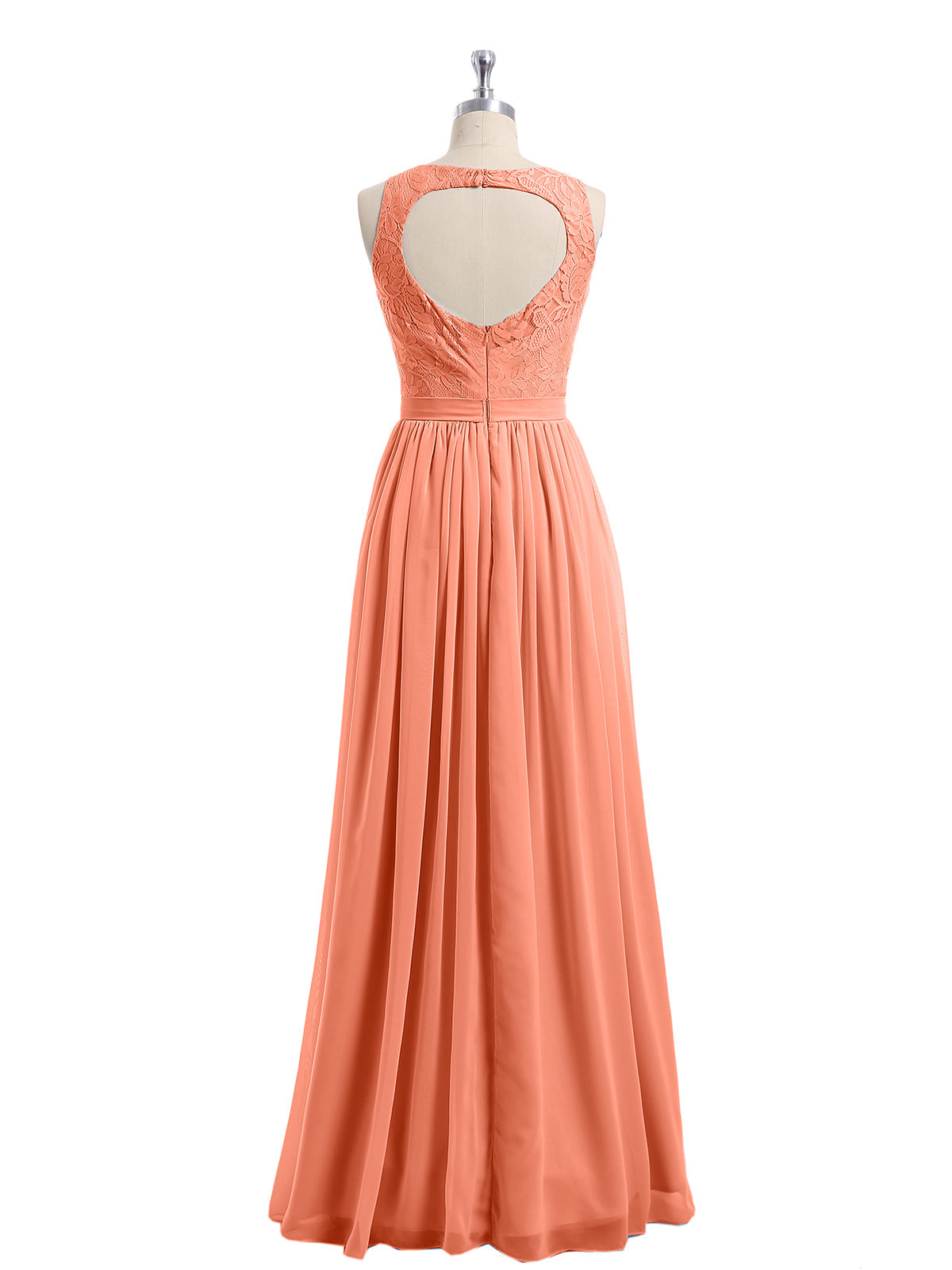 Lace And Chiffon Long Gown of Bridesmaids-Sunset