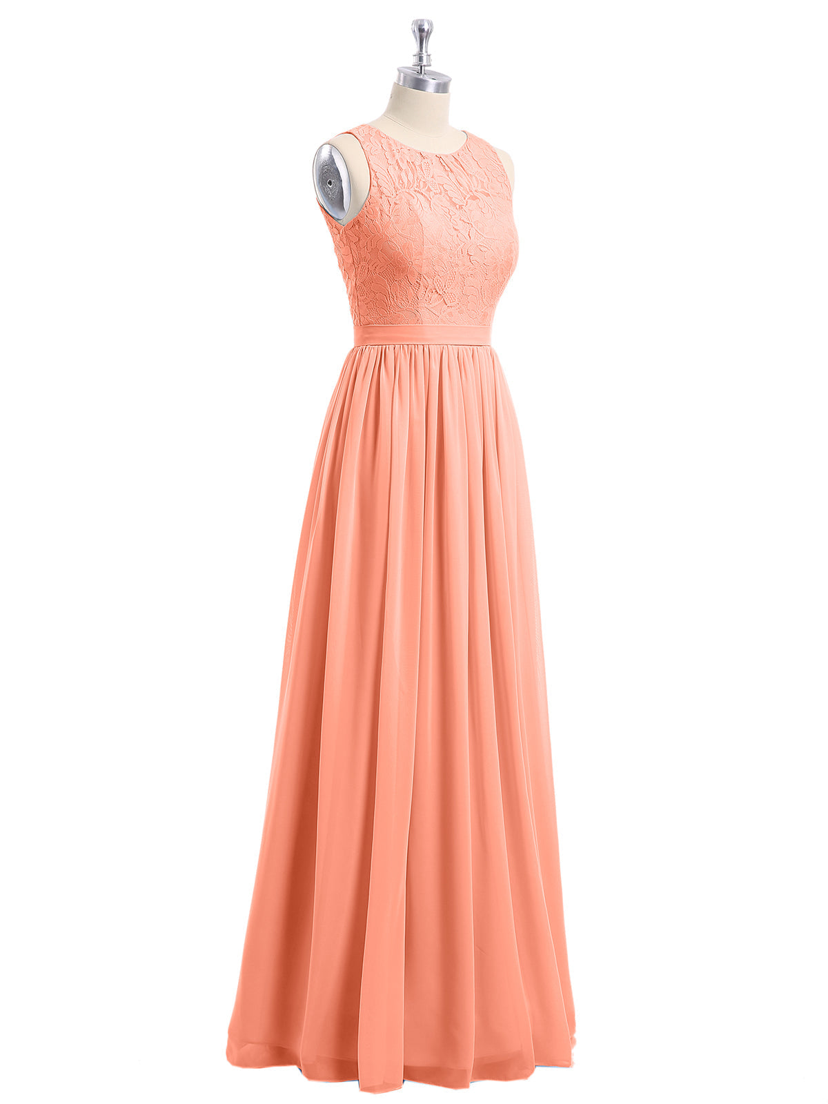 Lace And Chiffon Long Gown of Bridesmaids-Sunset