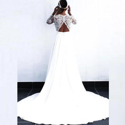 On Sale Long Sleeve Wedding Gowns Lace Bridal Gowns Deep V Neckline