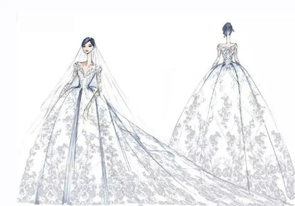 Mermaid Lace Wedding Dress Luxury Crystals Beaded Bridal Gown