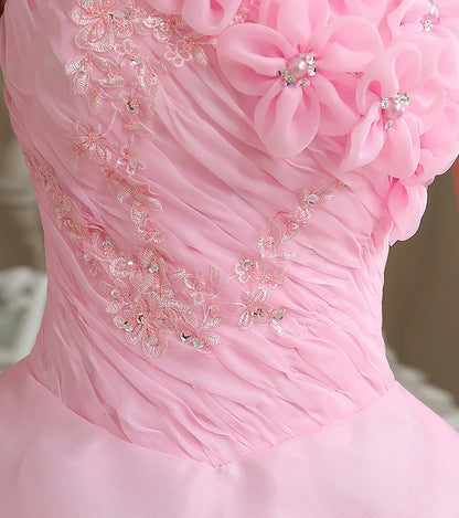 Customized Bride Wedding Dress Lace Up Tube Top Ball Gowns
