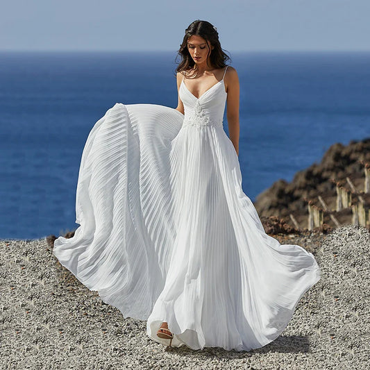 Boho Wedding Dresses Backless Spaghetti Straps Beach Gowns