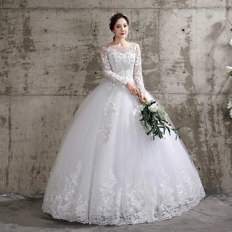Wedding Dress Long Sleeve Ball Gown Luxury Lace Plus Size