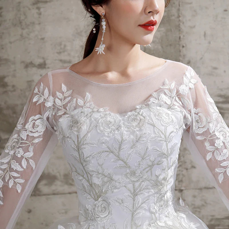 Wedding Dress Long Sleeve Ball Gown Luxury Lace Plus Size