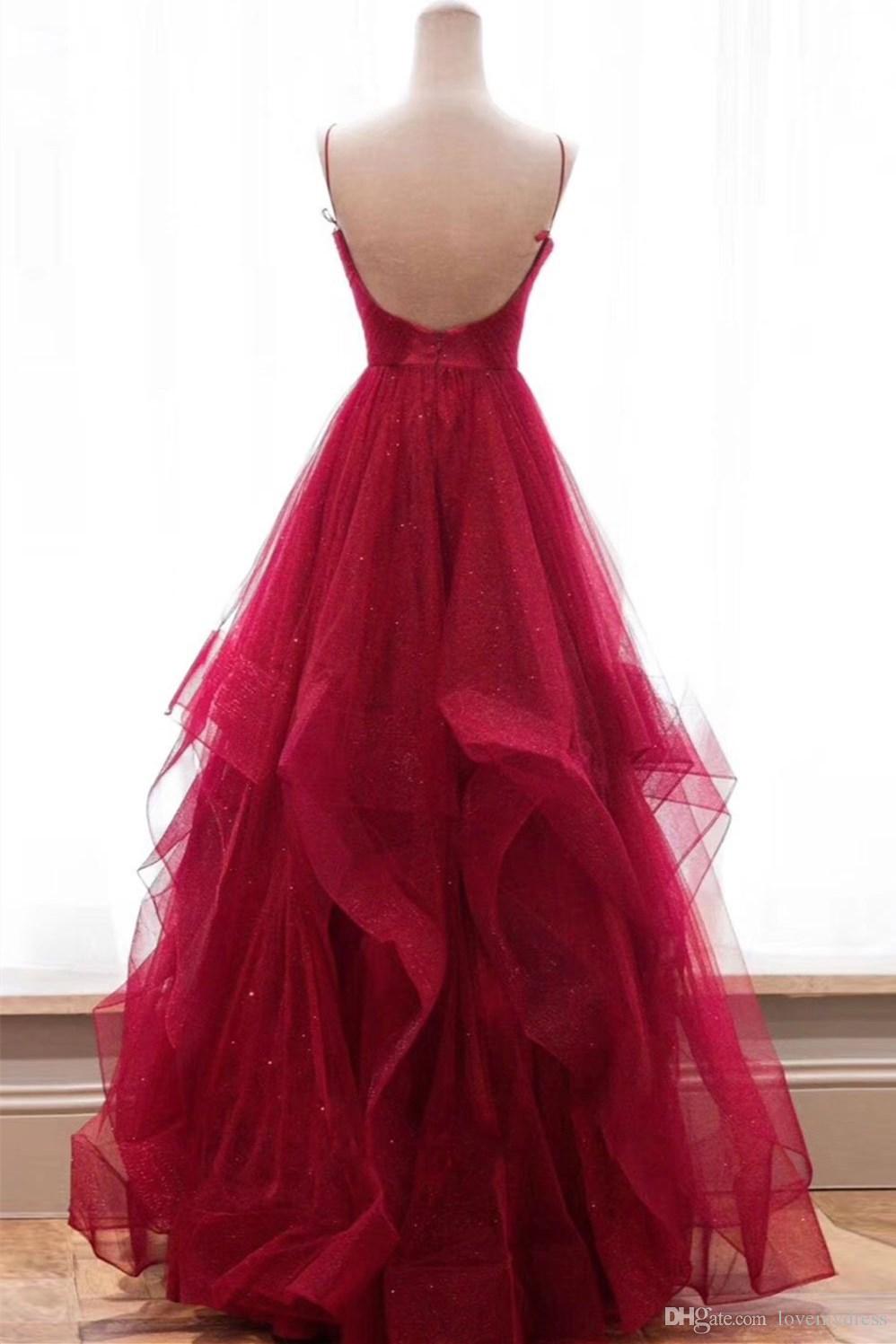 Elegant Blue spaghetti straps tulle long prom dress V-Neck Blue Tulle Prom Dress Long Evening A Line Corset Dress c2931
