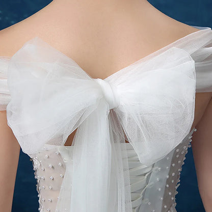 Wedding Dresses Illusion V-Neck Tulle Lace Embroidery Gown