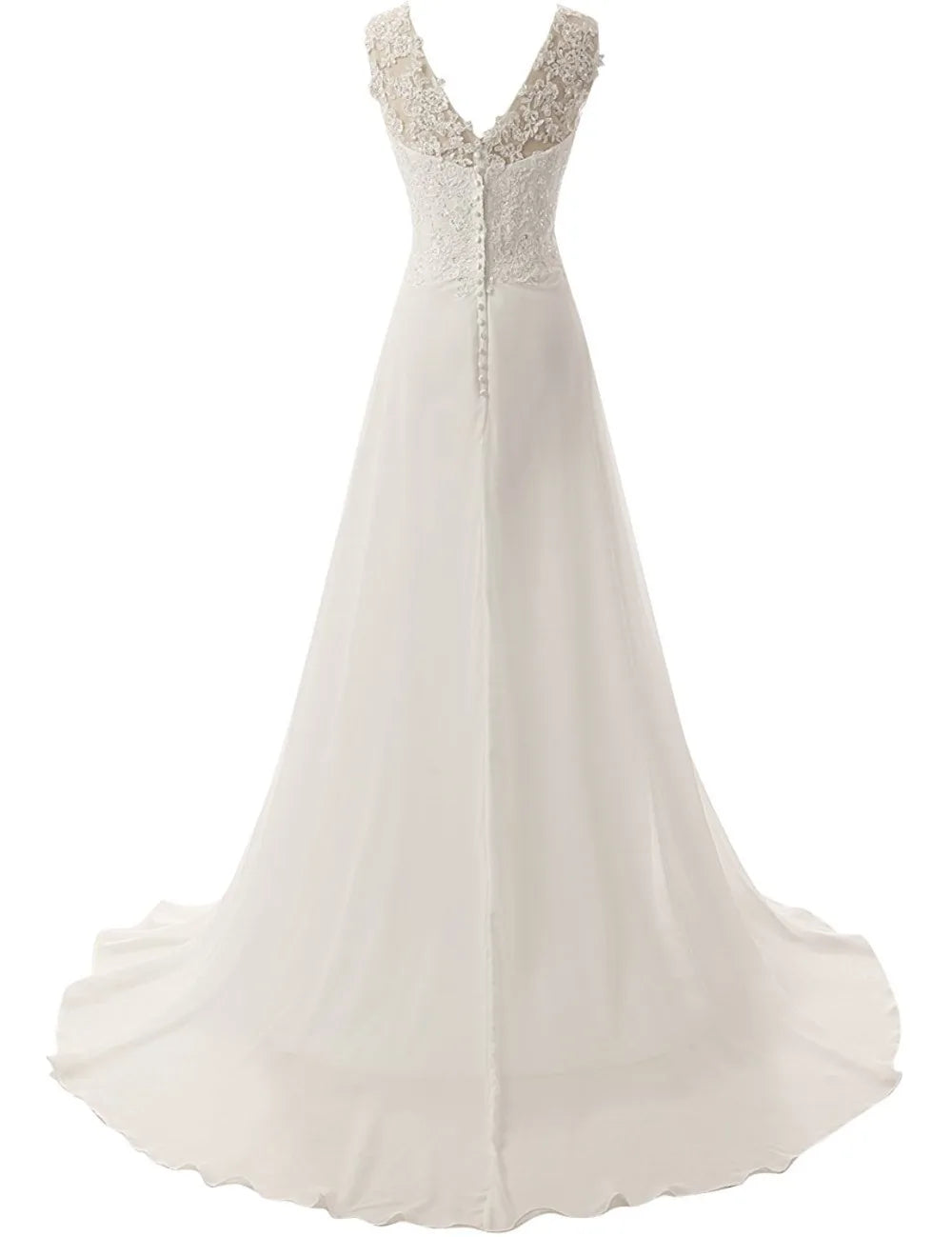 Elegant Beach Wedding Dress Plus Size Chiffon Lace Appliques