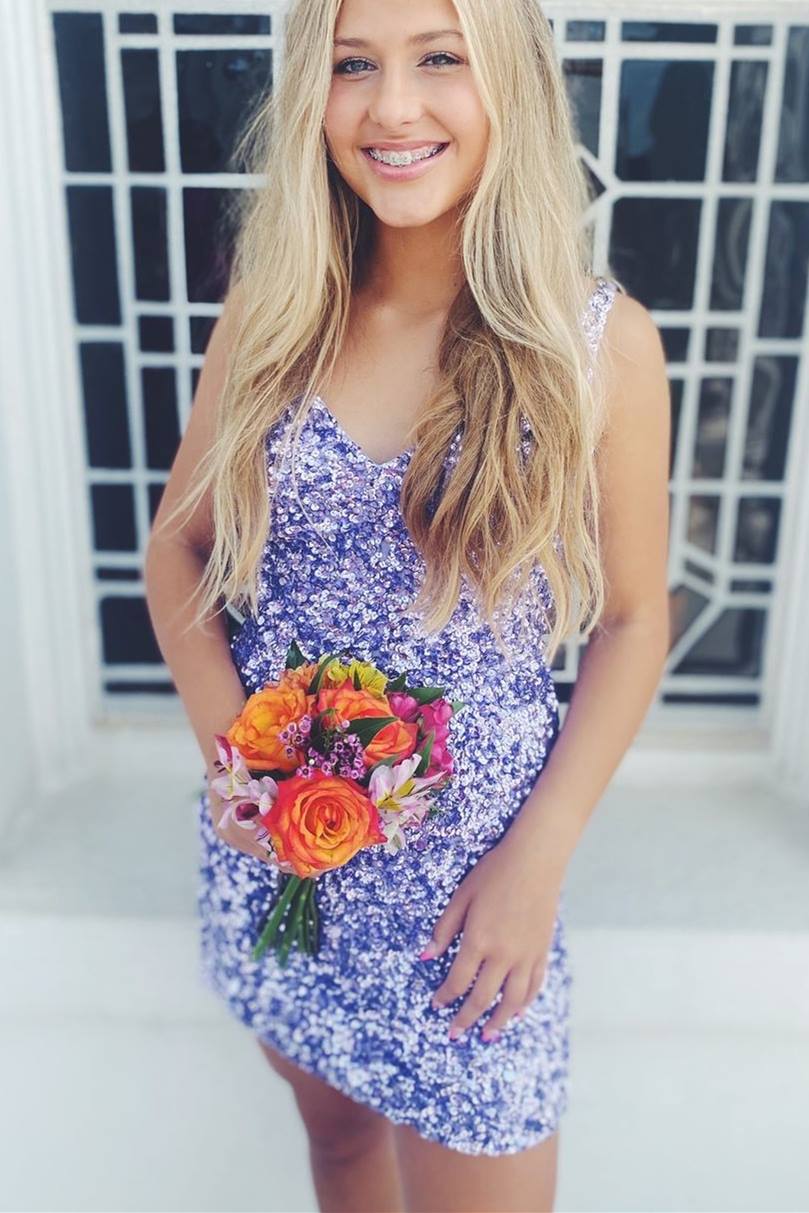 Red Sequins Tight Mini Homecoming Dress