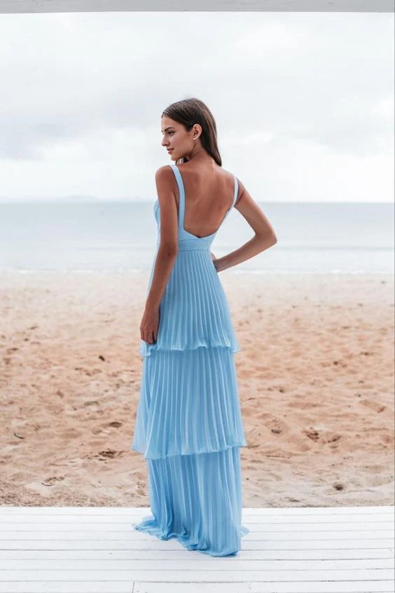 Aimishang Elegant Dresses Evening Wear A-Line Pleated Blue Prom Dress Formal Party Dress Prom Dresses Shops