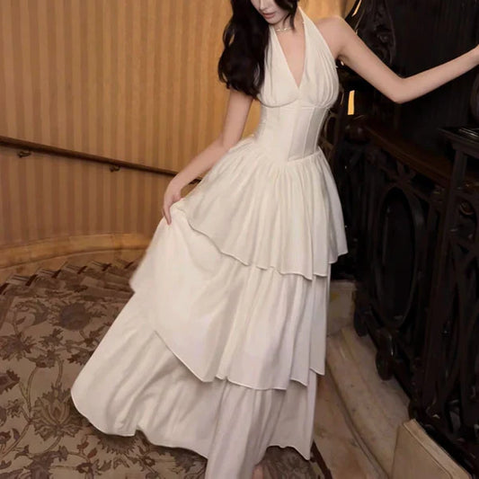Aimishang Elegant Halter Layered Maxi Dress Long Prom Dress Charming Evening Party Dress Women's Dresses