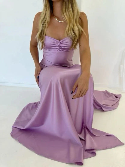 Aimishang Elegant Dresses Gowns Evening Dresses Spaghetti Straps Long Prom Dress Satin Formal Party Dress