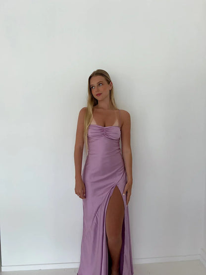 Aimishang Elegant Dresses Gowns Evening Dresses Spaghetti Straps Long Prom Dress Satin Formal Party Dress