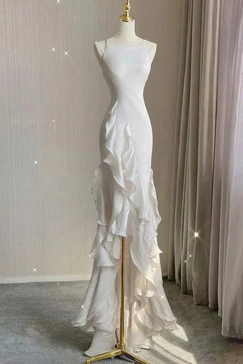 Aimishang Elegant Spaghetti Straps Mermaid Evening Dress With Ruffles Backless Long Prom Dress