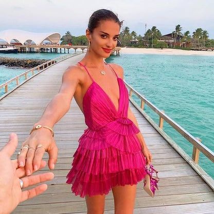 A-Line V-neck Short Homecoming Dress cc65