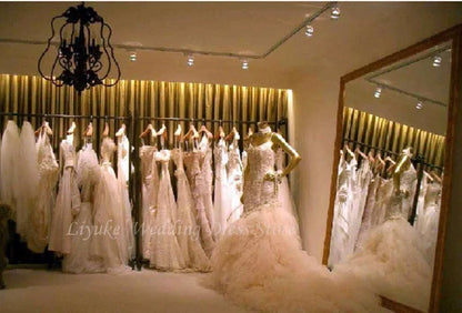 Liyuke Shining Symmetrical Lace Sweetheart Mermaid Wedding Dress