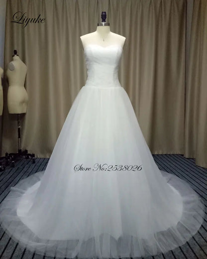 Liyuke Shining Symmetrical Lace Sweetheart Mermaid Wedding Dress