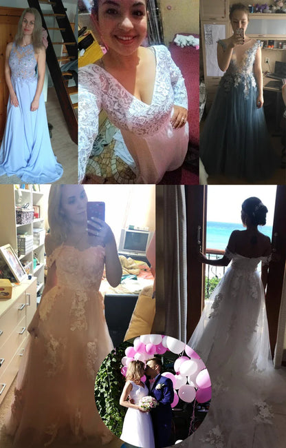 LORIE Two Pieces Wedding Dress Lace Top Chiffon Boho Bride Dress A-Line Customized Beach Wedding Dresses