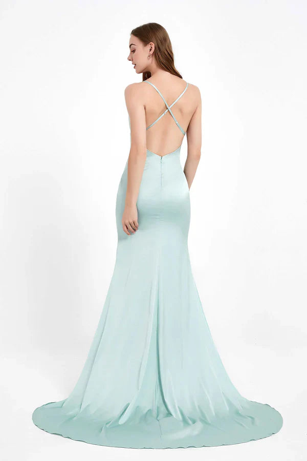 Aimishang Elegant Prom Dresses Cowl Neck Open Back Elegant Satin Dress Evening Dress
