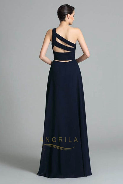 Chic One-Shoulder Sweetheart Long Beading Chiffon Prom Dresses