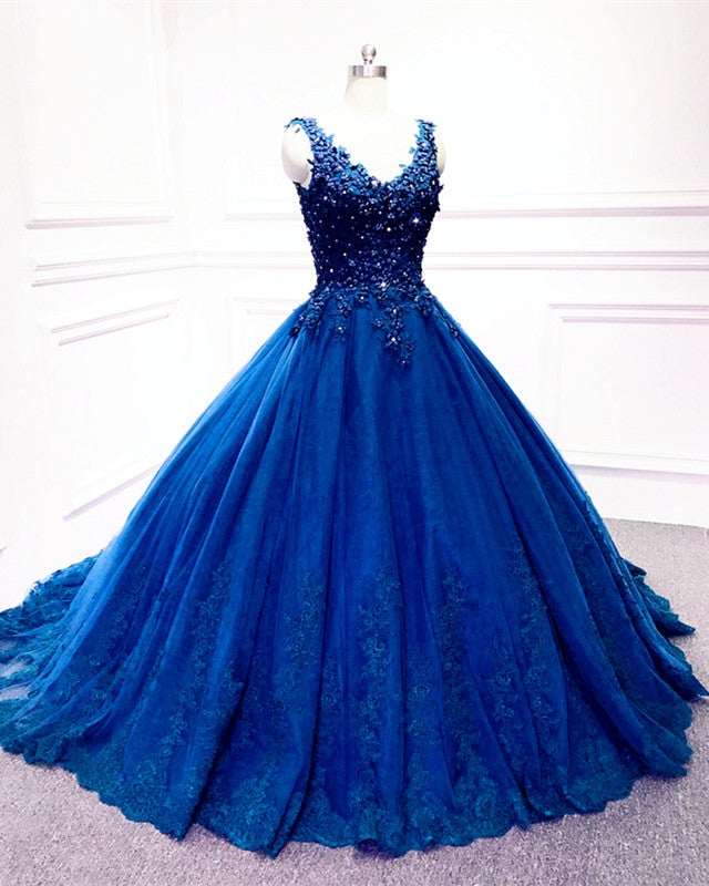 Handmade Flowers V Neck Quinceanera Dresses Ball Gown