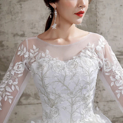 Customized Flower Wedding Dresses Plus Size Full-Sleeve Gowns