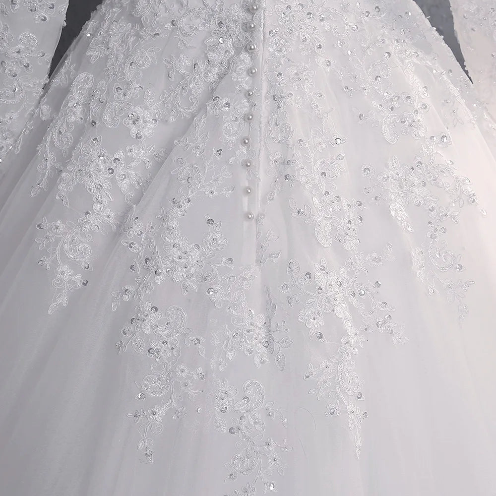 Muslim Wedding Dress Elegant High Neck Princess Bride Gown