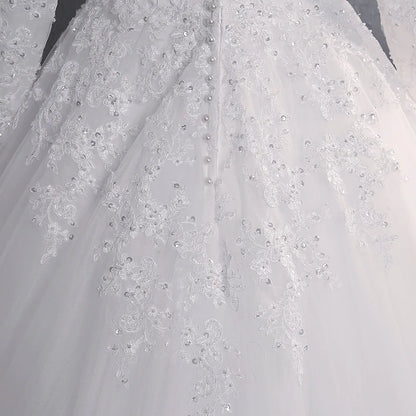 Muslim Wedding Dress Elegant High Neck Princess Bride Gown