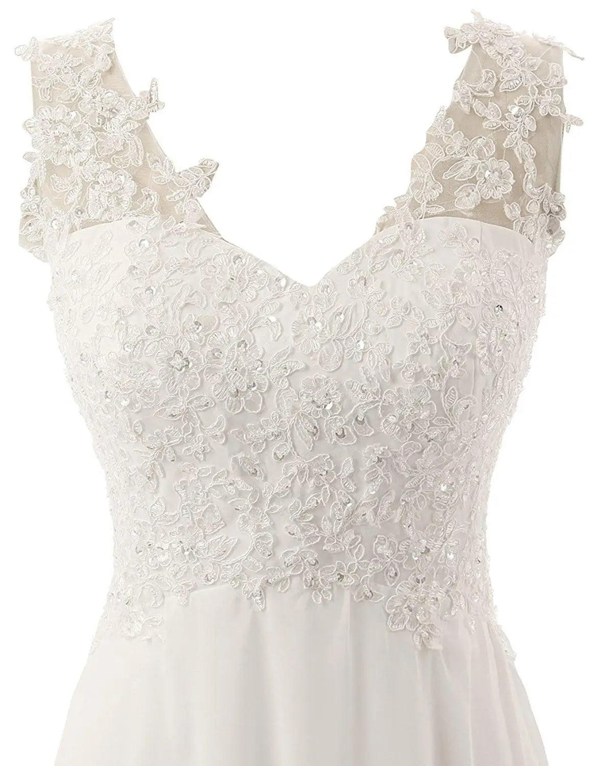Elegant Beach Wedding Dress Plus Size Chiffon Lace Appliques