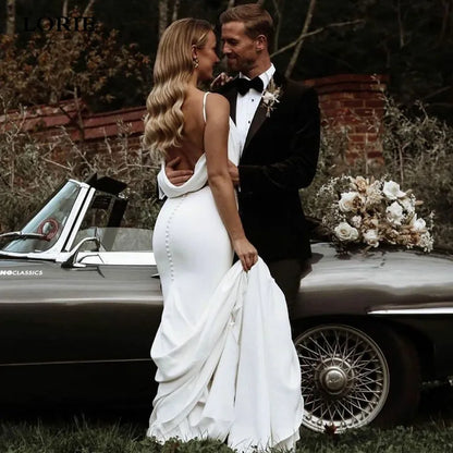 LORIE Mermaid Wedding Dresses Spaghetti Straps Boho Gowns