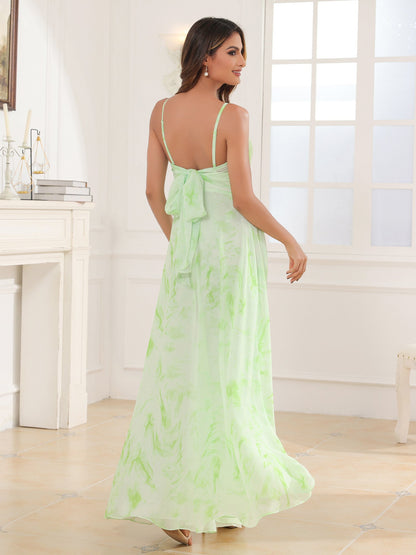 Sweetheart Pleated Long Dress With Slit Sage Dream