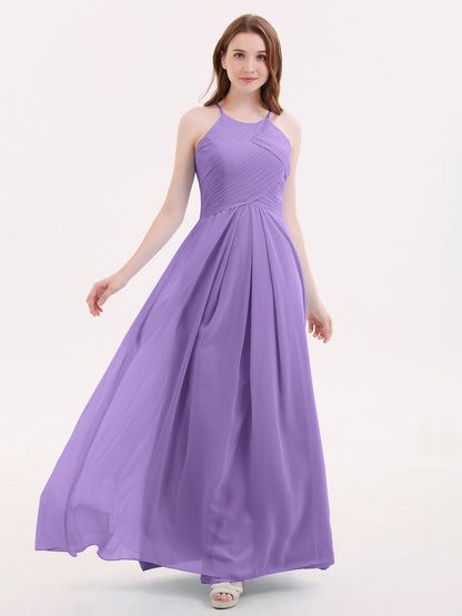 Long Chiffon Halter Bridesmaid Dresses-Tahiti